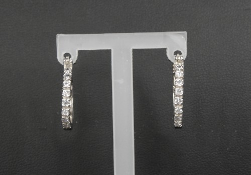 Sterling Silver/CZ Hoop Creole Earrings
